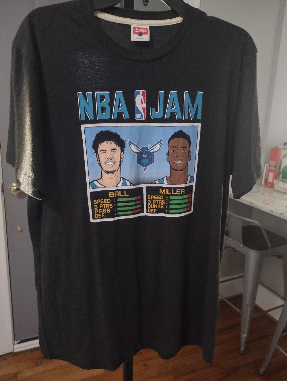 HOMAGE Black NBA jam Charlotte Hornets Shirt